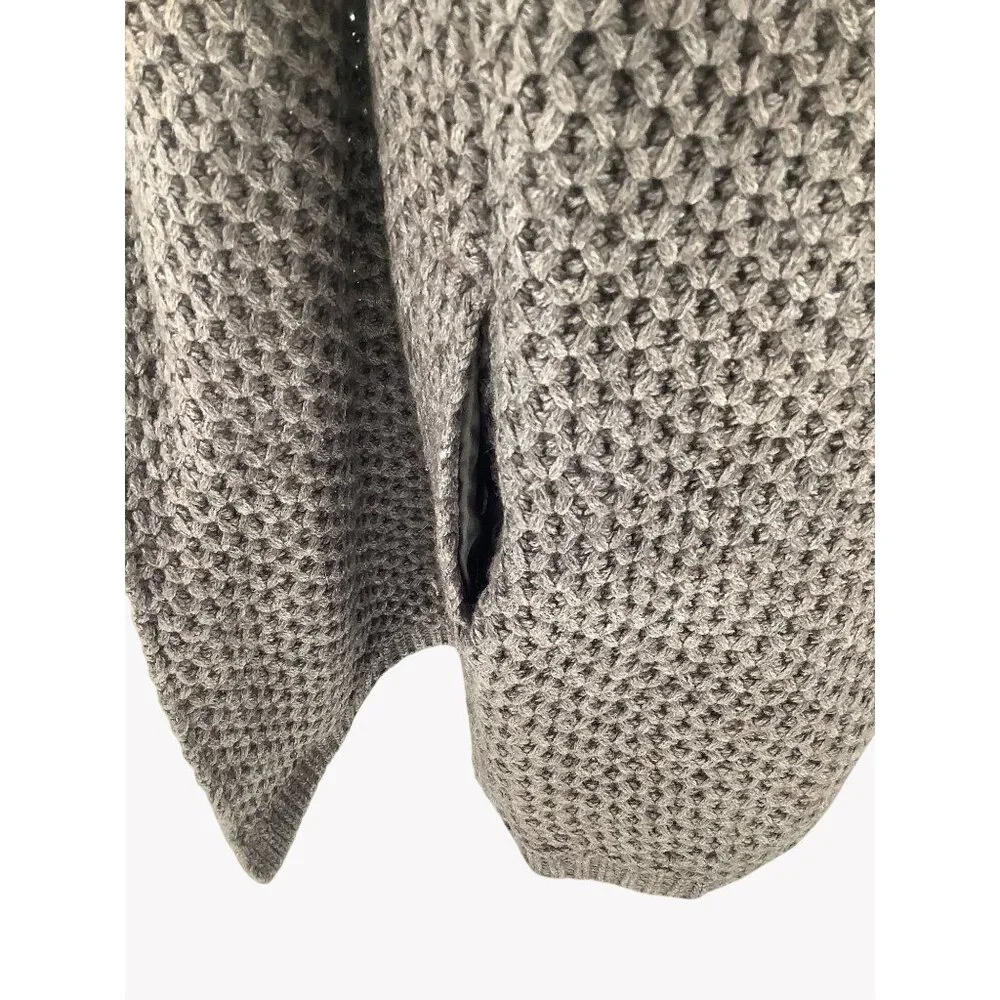 Chunky Knit Open Front Shawl Collar Cardigan Sweater Coat In Taupe Petite S - Picture 7 of 10